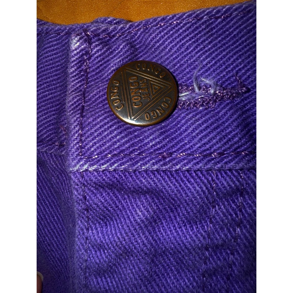 Vintage Congo Jeans Purple Denim Shorts High Waisted 100% Cotton Made in USA 7/8 - Picture 4 of 5